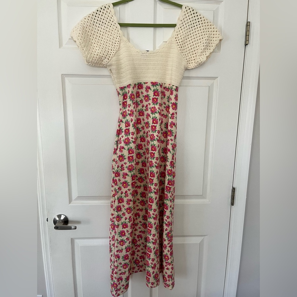 English Factory Cream and Pink Floral Dress - Picture 4 of 4